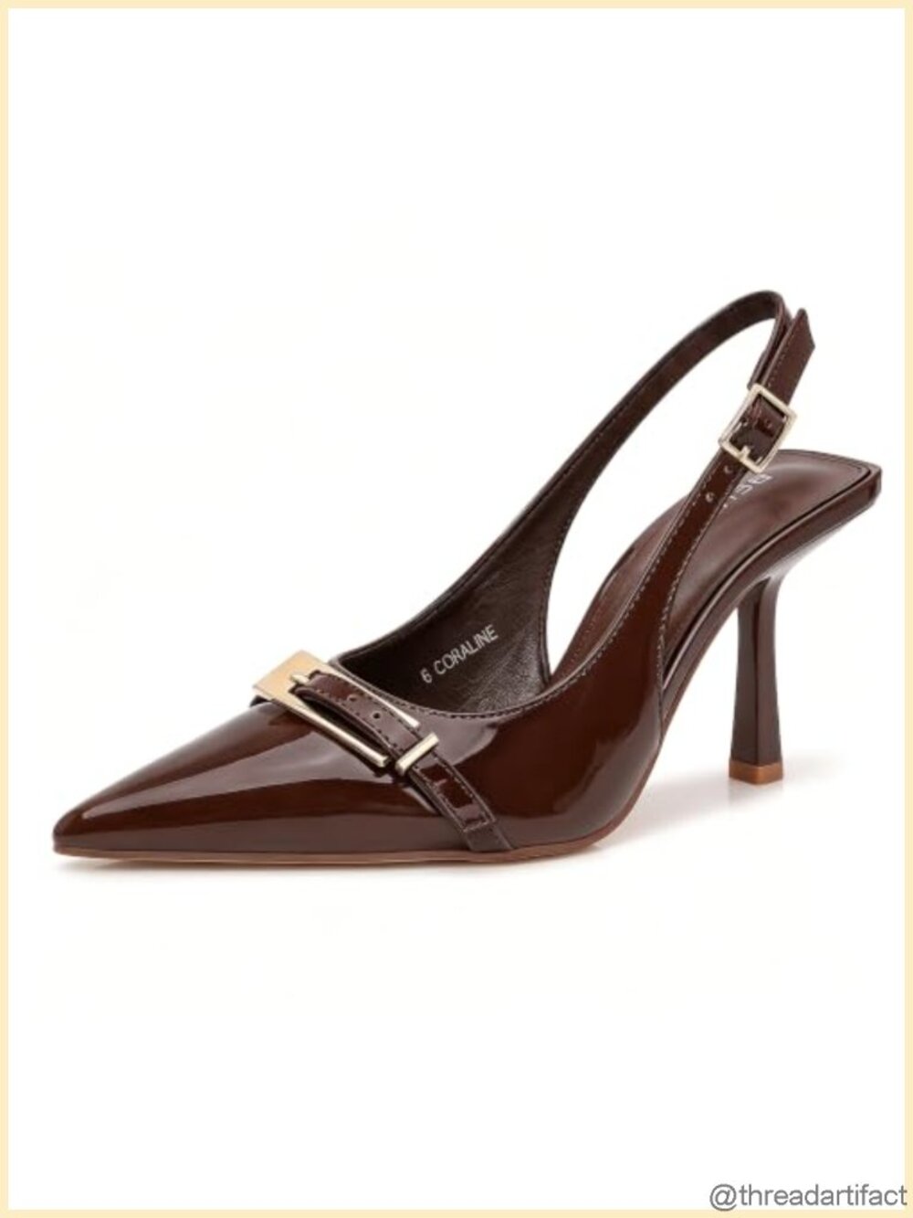 Patent Leather Slingback Kitten Heels Pointed Toe Stiletto Pumps